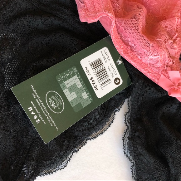 Laura Ashley 2 Bralettes Size S Black and Pink NWT - Picture 2 of 4